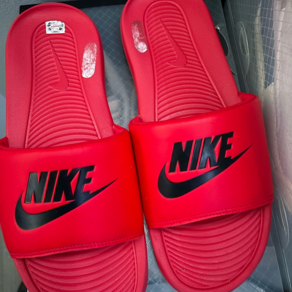 Nike Red and Black Slides